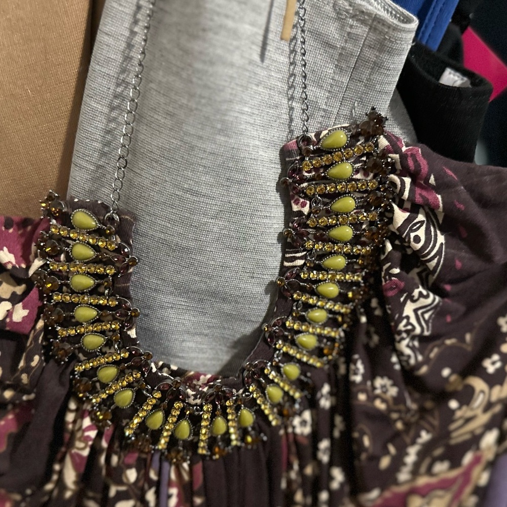 Sky Patterned and Embellished Halter Top